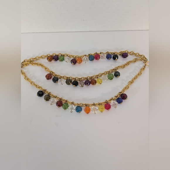 Necklace 36 Lucite Multi Colored Beads Attached Large Beads